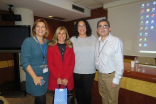 La trobada ha estat organitzada per les direccions d'Infermeria de  les dues organitzacions. D'esquerra a dreta: Sandra Arco (BSA), Àngels Fernández (FHES), Isabel Martínez (FHES) i Albert Monterde (BSA). Foto: BSA.