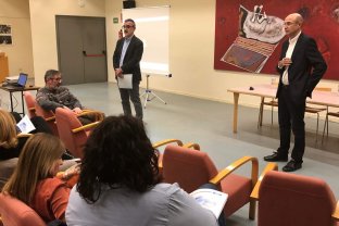 Javier Sobrino i Ferran Nonell van parlar de la recerca a l'Hospital i els valors que inspiren la seva tasca diària.
