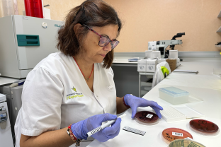 Una tècnica de laboratori realitzant una prova